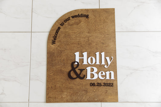 Brown Modern Wooden Wedding Sign