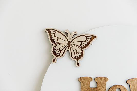 Hello Spring Butterfly Sign